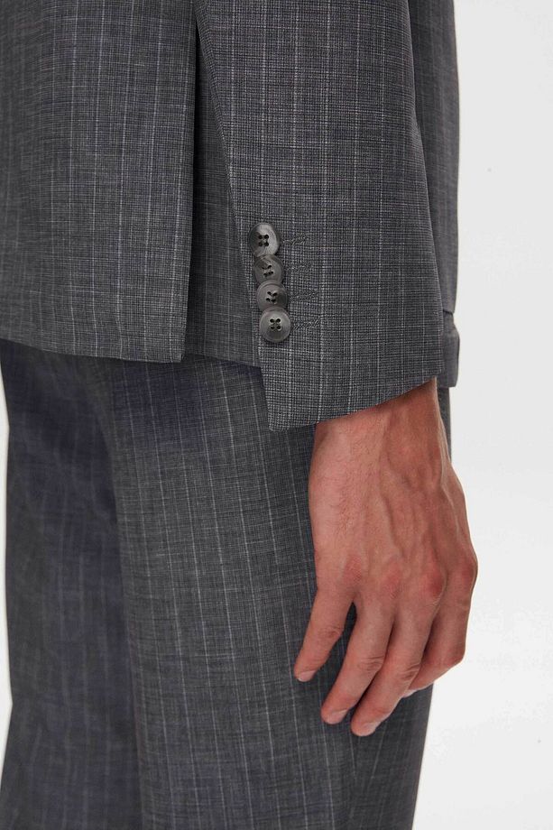Ds Damat Slim Fit Gri Baskılı Takim Elbise - 8