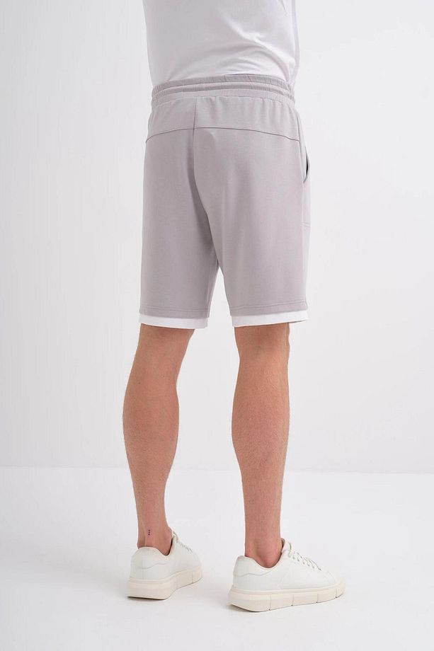 Regular Fit Jakarlı Örme Bermuda Şort - 3