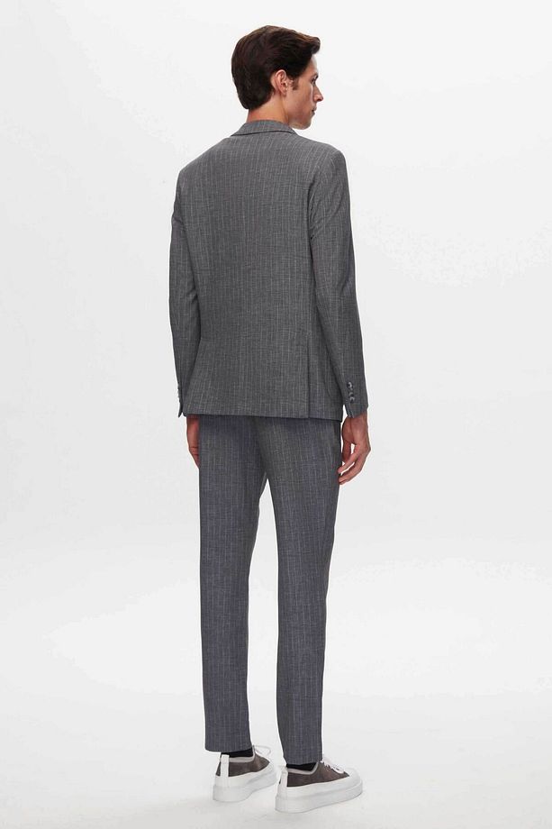 Ds Damat Slim Fit Gri Baskılı Takim Elbise - 7