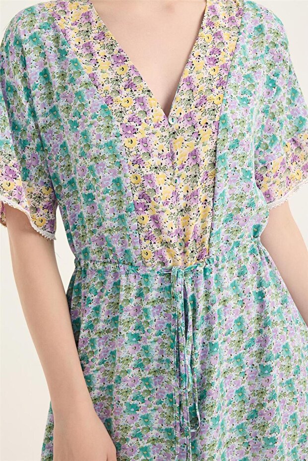 Kırçiçek Baskılı Elbise - 4