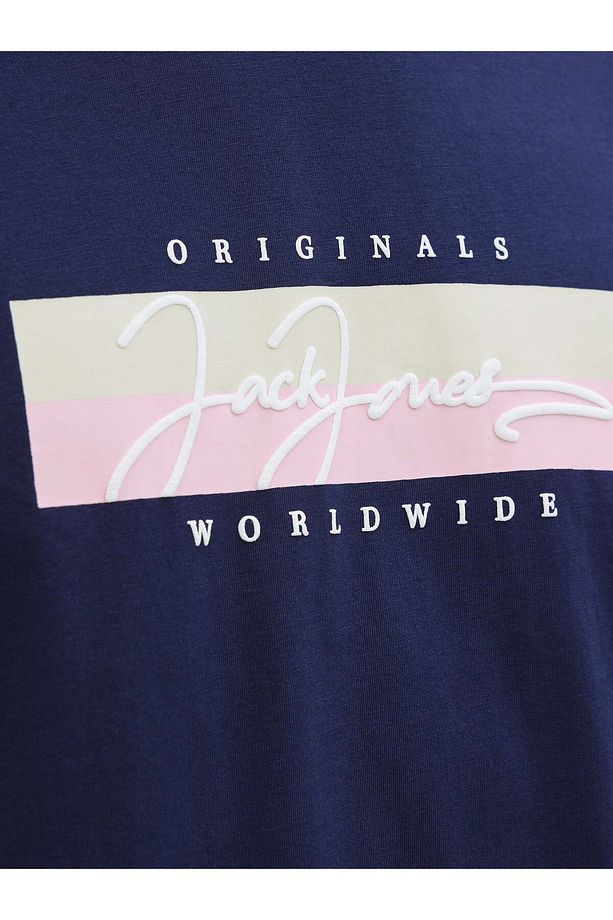 Jack Jones Jorfrederıksberg Box Scrıpt Tee Ss Cn Ln Erkek Lacivert Tshirt 12278266-04 - 7