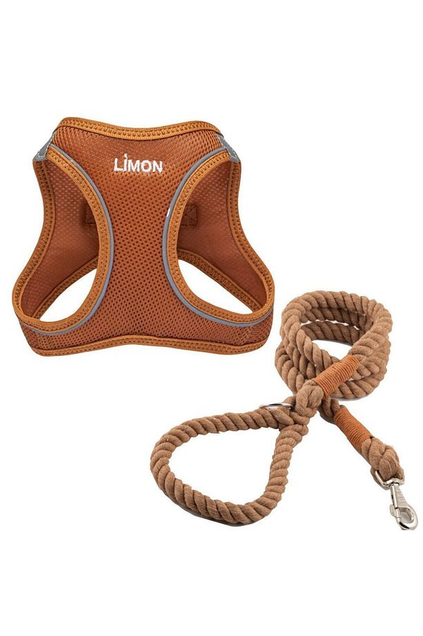 Köpek Tasma Seti Kişiye Özel Airmesh Göğüs Tasması İsimli Göğüs Tasması ve Köpek Gezdirme Halatı - 1