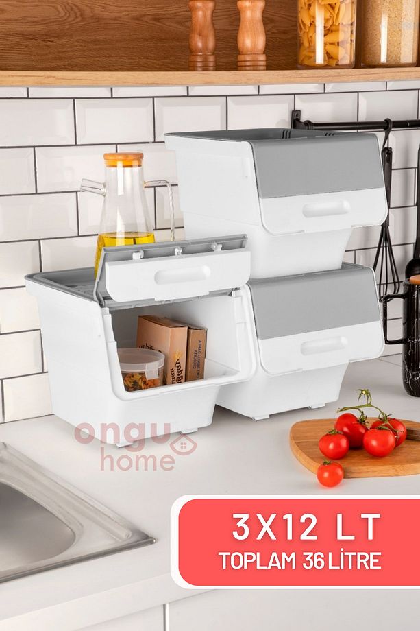 Tekerlekli Eşya Ve Erzak Kutusu Organizer Kutu 3 Katlı Sebzelik (3X12LT) - 3