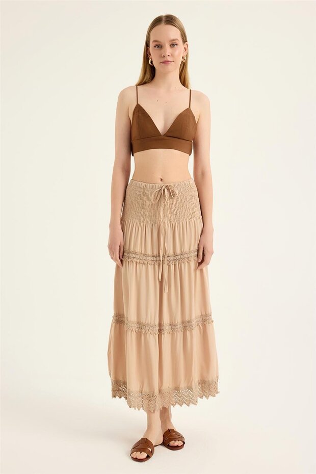 Dantel Şeritli Etek - 1