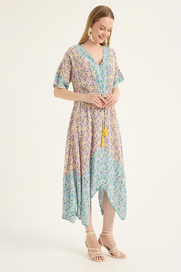 Kırçiçek Baskılı Elbise - 3