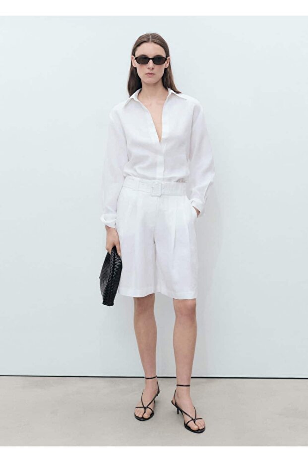 Oversize keten gömlek - 2