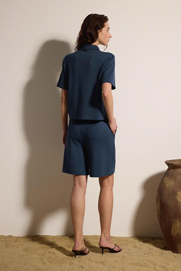 Dökümlü İnterlok Bermuda Şort - 4