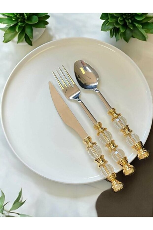 RUSTİK 18 PARÇA TATLI SETİ ALTIN - 1