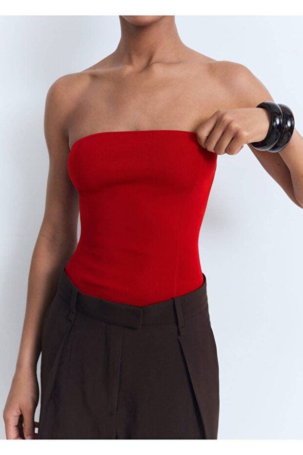 Straplez dar kesim bluz - 6