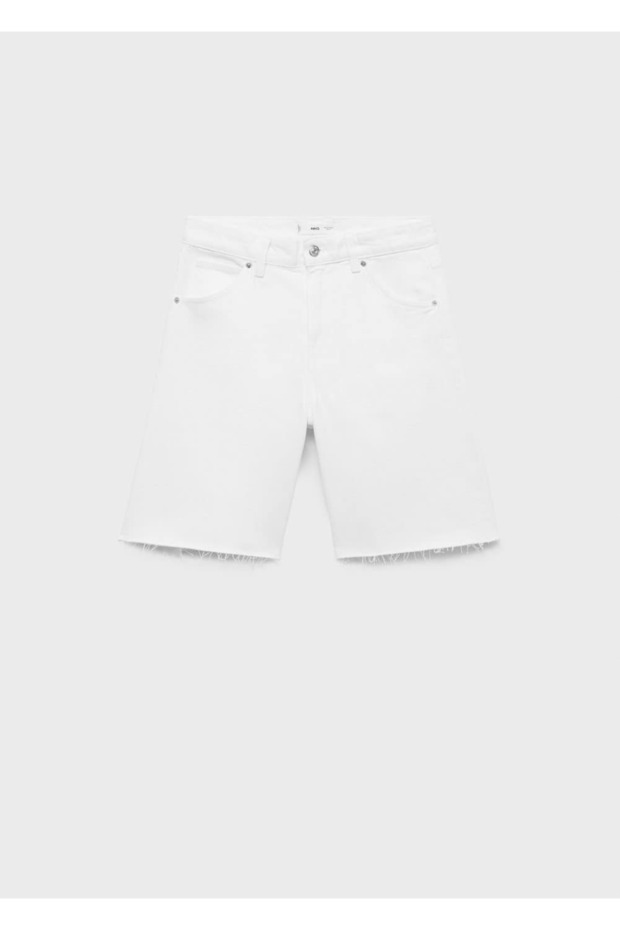 Paçaları dikişsiz denim bermuda şort - 3