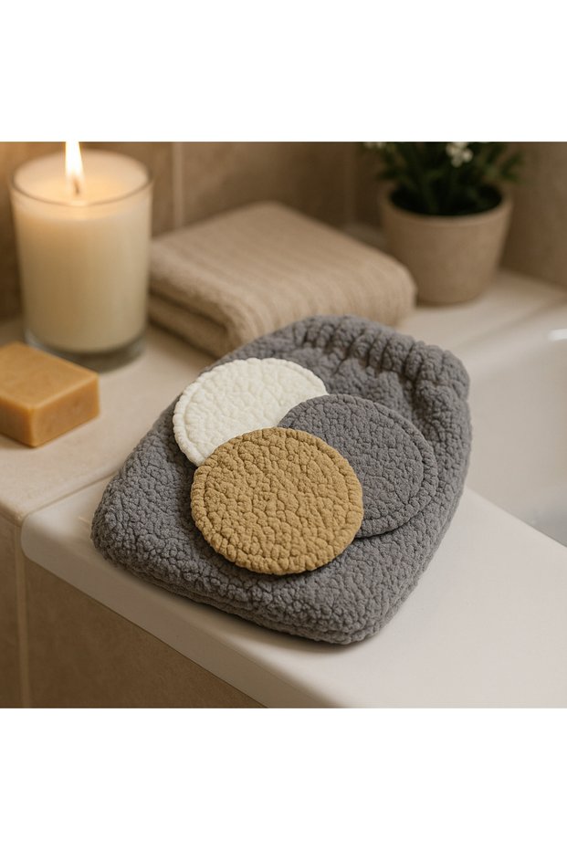 Plush Shower Washcloth, Washable Makeup and Skin Cleansing Pad Set