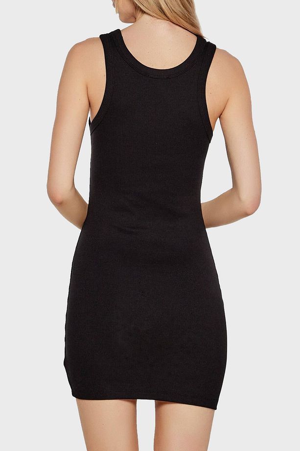 Kadın Kalın Askı Mini Boy Dar CALVIN KLEIN Yazılı Siyah Elbise J20J225577-BEH - 2