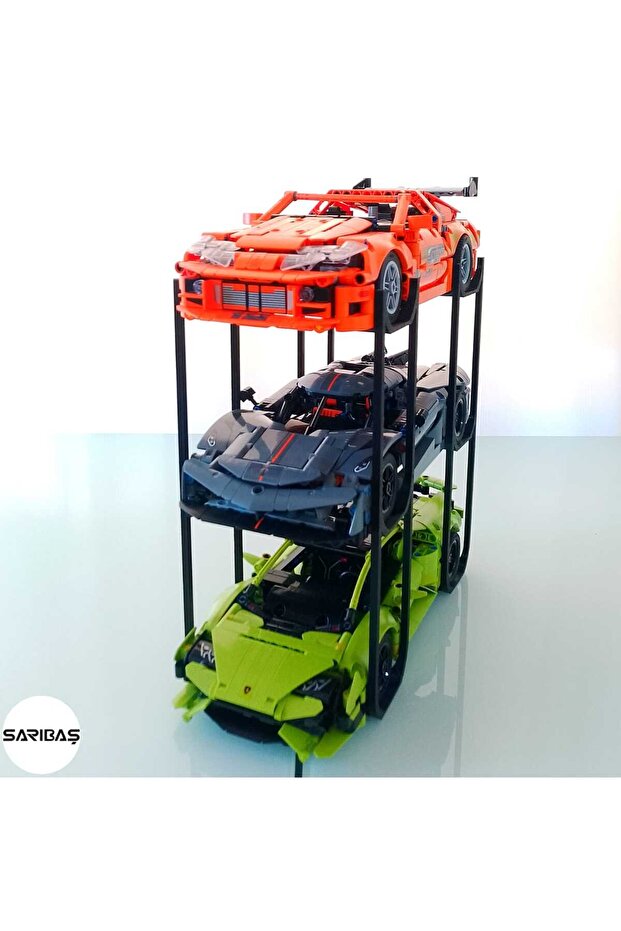 Technic Yapım Oyuncakları - Koleksiyonluk 1:16 Ölçek Model Araba Uyumlu 3 Katlı - Sergi Stant - 2