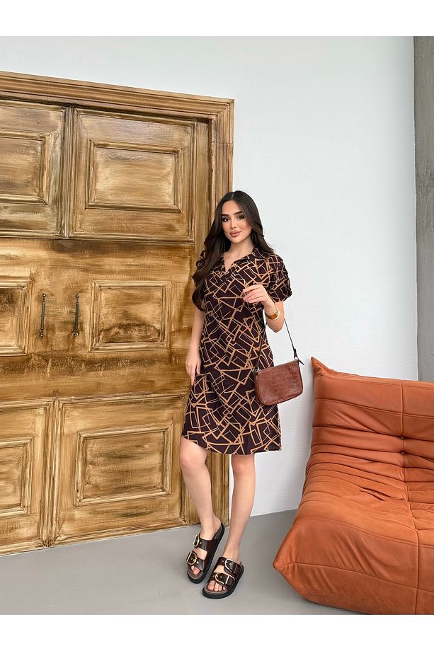 Desenli elbise tunik - 2