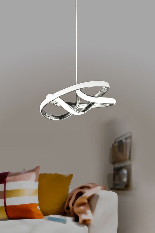 Eclipse Model Krom Kaplama Metal Salon Mutfak Oturma Yatak Odası Modern Led Sarkıt Avize - 1