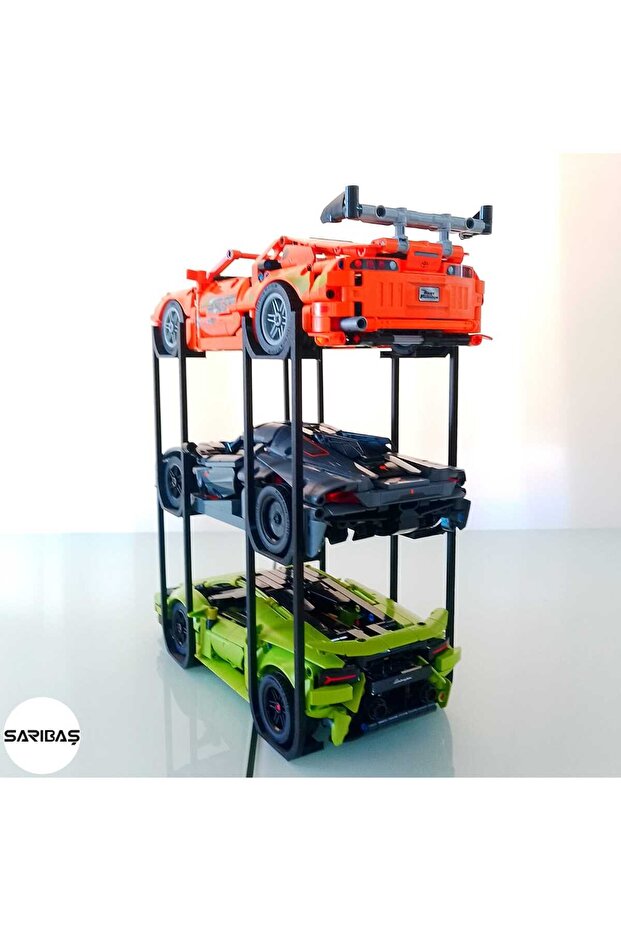 Technic Yapım Oyuncakları - Koleksiyonluk 1:16 Ölçek Model Araba Uyumlu 3 Katlı - Sergi Stant - 3