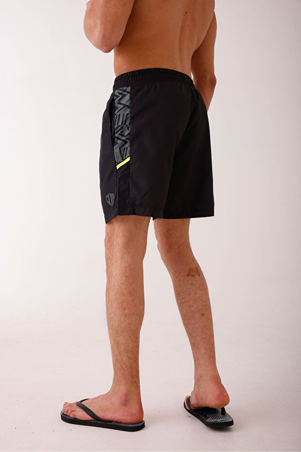 Salinus Patterned Swim Shorts - Black - 6