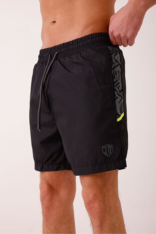 Salinus Patterned Swim Shorts - Black - 3
