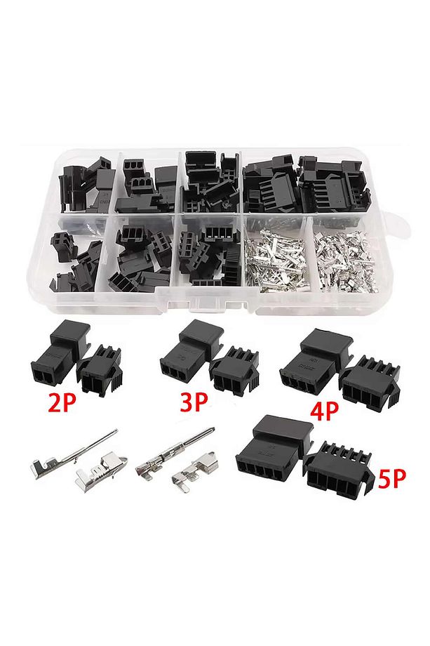 JST SM Konnektör Set 200 Parça Set Kutulu 2 3 4 5 Pin Erkek Dişi Terminal Konnektör Sıkmalı Pin - 2