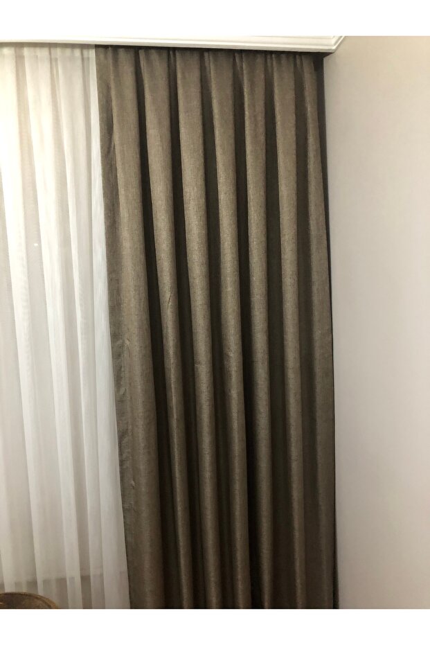 KAPUÇİNO KETEN FON PERDE - 2