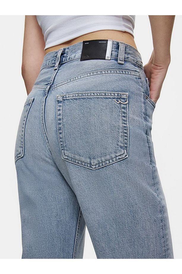 Vanetta Düz Paça Yüksek Bel Jean Pantolon - 5