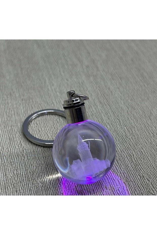 Led Galata Tower Design Crystal Keychain