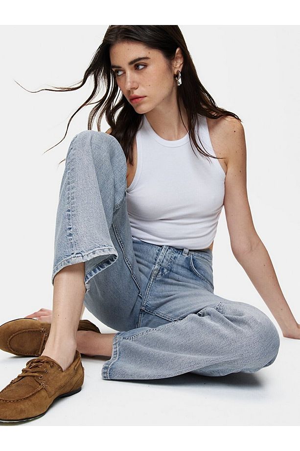 Vanetta Düz Paça Yüksek Bel Jean Pantolon - 6