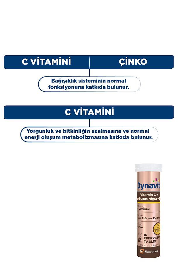 C Vitamini, Sambucus Nigra ve Çinko 15 Efervesan Tablet - 2'li Avantajlı Paket - 6