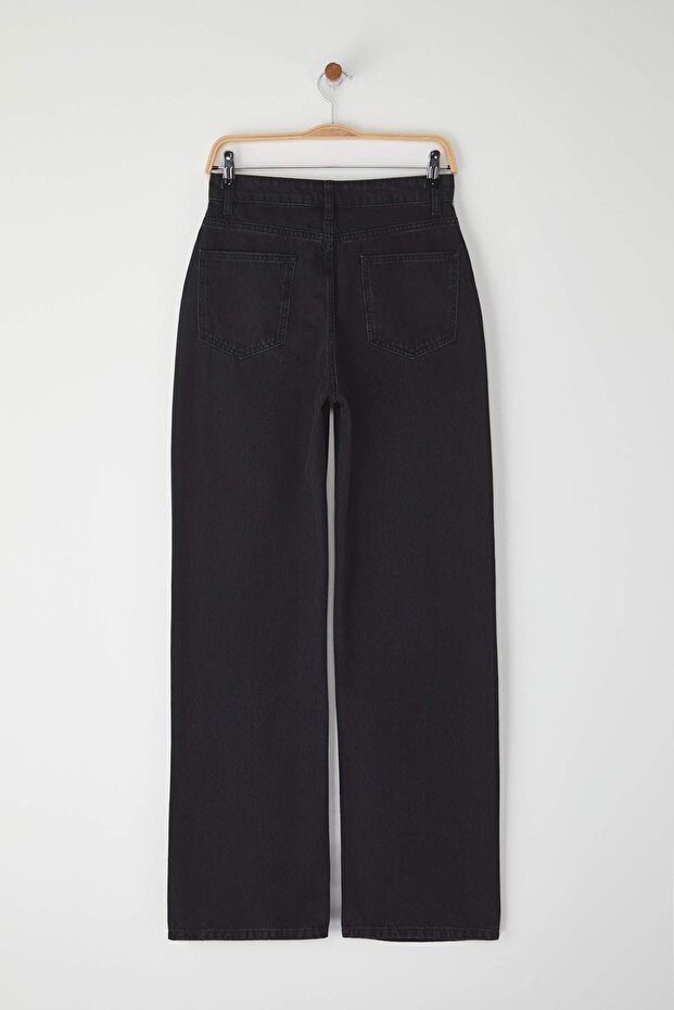 Siyah Yüksek Bel Wide Leg Jeans TWOSS25JE00278 - 6