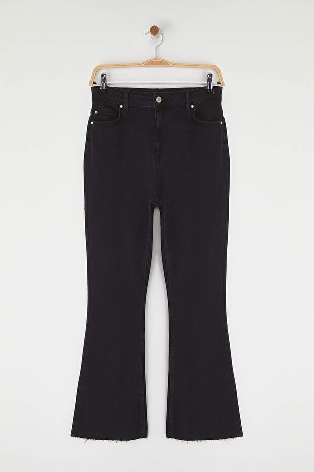 Antrasit Yüksek Bel Comfort/Esnek Crop Flare Bilek Boy Jeans TWOSS25JE00275 - 5