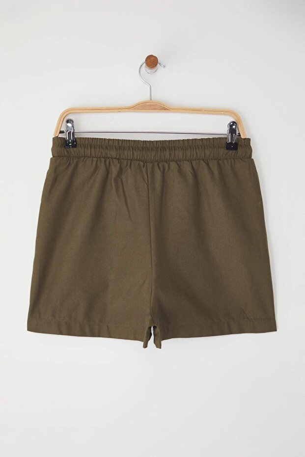 Haki %100 Pamuk Gabardin City Boy Bağcıklı Şort & Bermuda TWOSS25SR00212 - 3