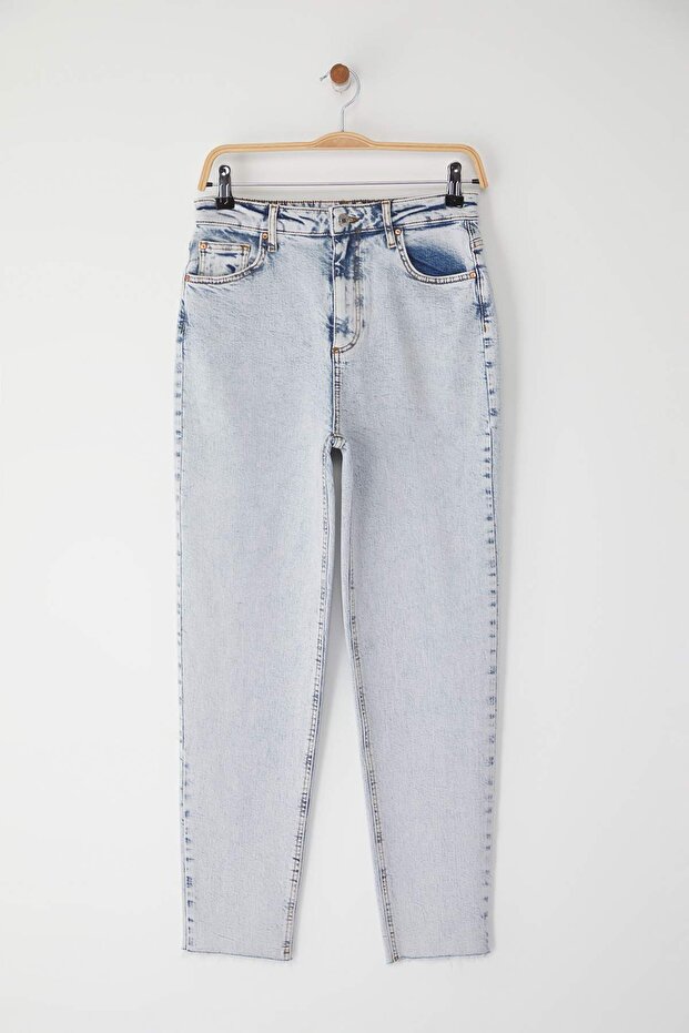 Açık Mavi Yüksek Bel Mom Comfort Jeans TWOSS25JE00279 - 5