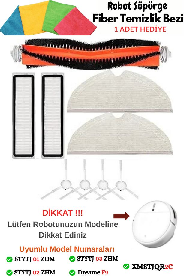 Robot 1C-Vacuum Mop 2C-Vacuum Mop 2+3D-Dreame F9 Hepa Filtre,Fırça Yenileme Yedek Parça Seti - 1
