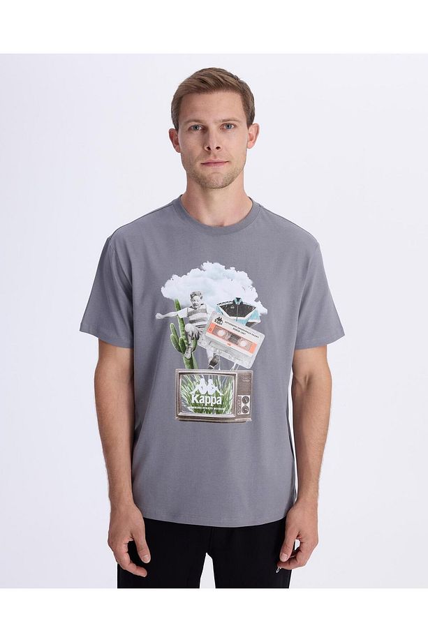Authentic Vitor Erkek Gri Regular Fit Tişört - 1