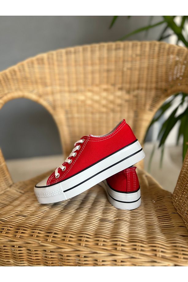Kırmızı Platform Yüksek Taban Reny 4 Cm Kadın Spor Ayakkabı - 2