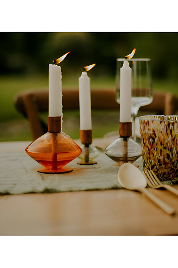 4'lü Cam Vintage Şamdanlar - 2