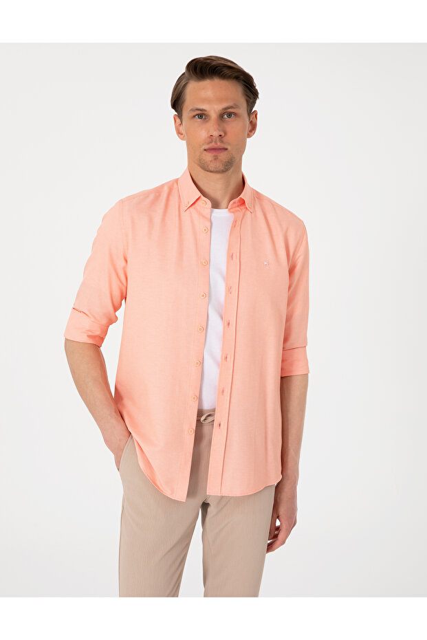 Coral Oxford Slim Fit Easy-Iron Shirt 50306996 -Vr186
