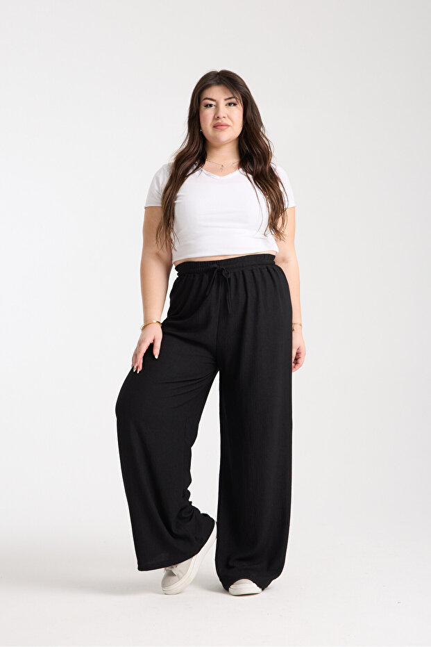 Women's Plus Size Elastic Waist Twist Palazzo Trousers