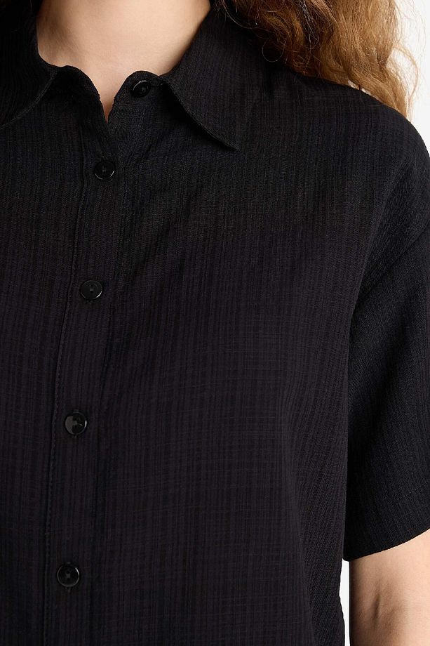 Oversize Geniş Kalıp Basic Düz Kısa Kollu Gömlek A9135AX25SM - 5