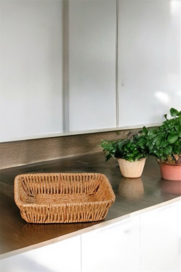 Small Rectangular Wicker Braided Bread Basket Decorative Basket 700670 - 1