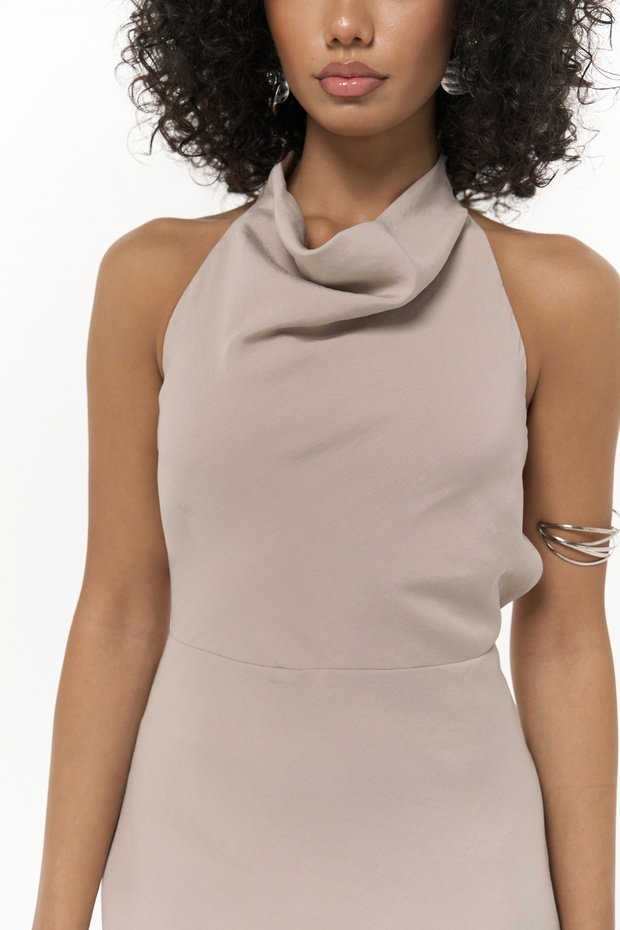 Loretta Sırt Dekolteli Vizon Uzun Elbise - 7