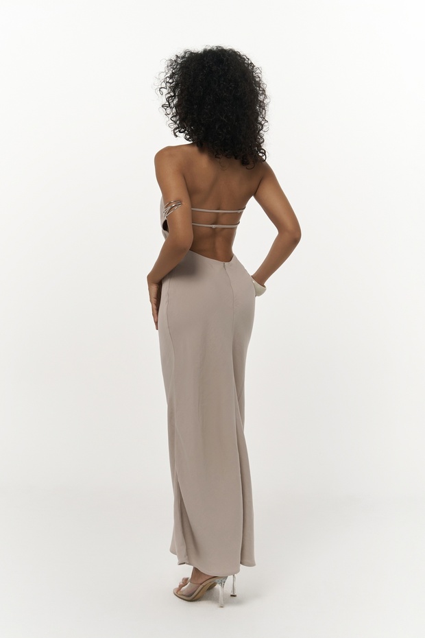 Loretta Sırt Dekolteli Vizon Uzun Elbise - 5