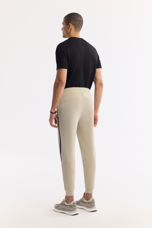 Erkek Regular Fit Bej Beli Lastikli Bağcıklı Soft Touch Eşofman Altı A51Y3402 - 3