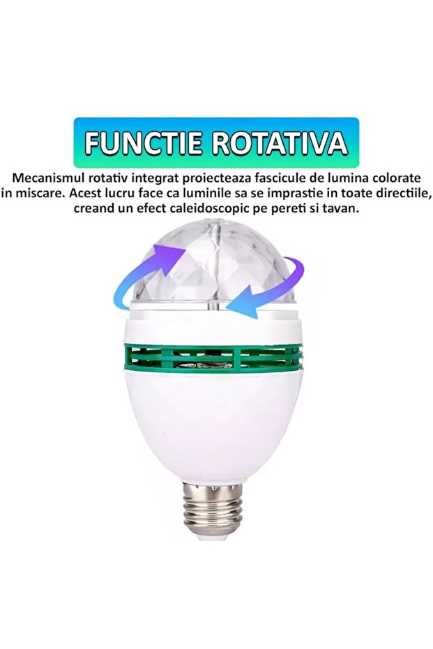 Rotating RGB LED Bulb, Compatible with E27 Socket, Ambient Lighting, Automatic Rotation - 5