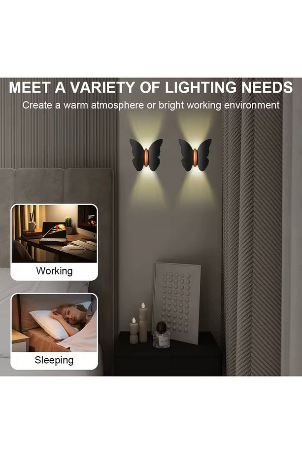 Modern Tasarım Power Iç Ve Dış Mekan Led Aplik Butterfly Kelebek Ledli Aplik Siyah Gövde Gün Işığı - 5