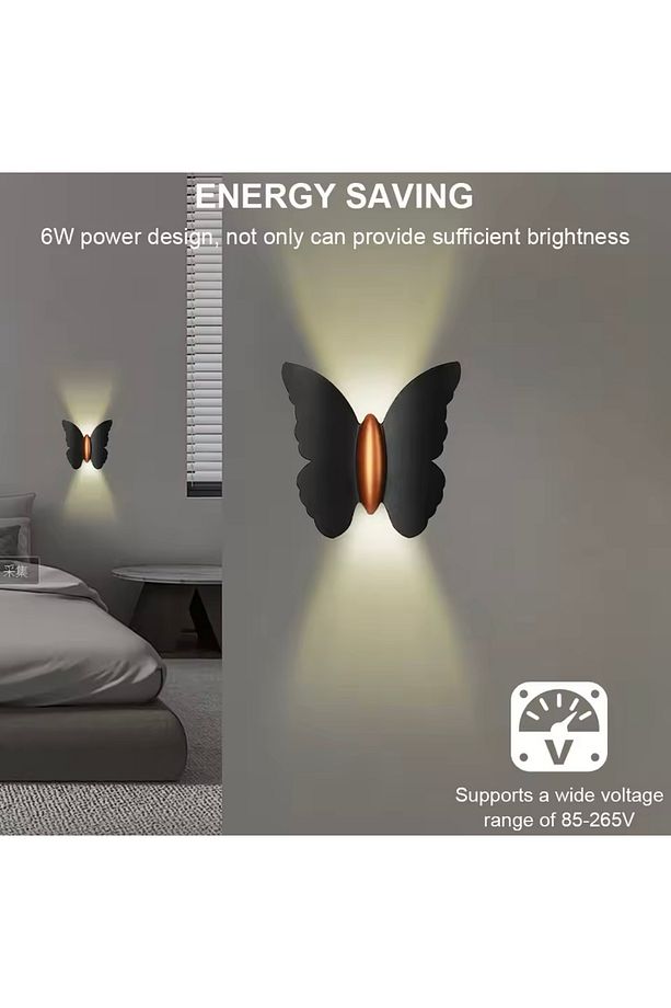 Modern Tasarım Power Iç Ve Dış Mekan Led Aplik Butterfly Kelebek Ledli Aplik Siyah Gövde Gün Işığı - 4