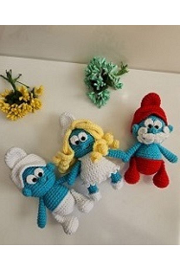 Oyun Arkadaşı Şirinler Oyuncak Set El Örgüsüdür (GARGAMEL, ŞİRİNE, ŞİRİNBABA, UYKUCU, ŞİRİN) - 3