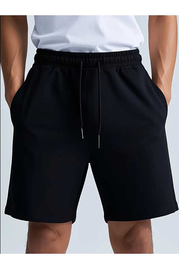 Men's Basic Black Shorts - 1