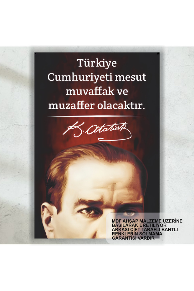 Republic of Turkey Ataturk Sayings Mdf Painting Retro Wood Poster