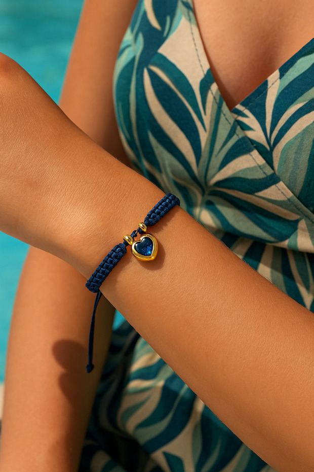 Heart Macrame Steel Bracelet